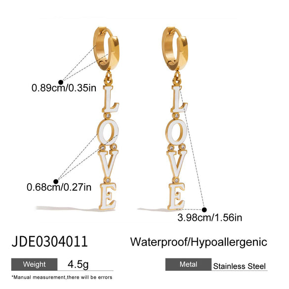 Stainless Steel Geometric Letter Pendant Earrings For Women Electroplated Design