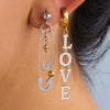 Stainless Steel Geometric Letter Pendant Earrings For Women Electroplated Design