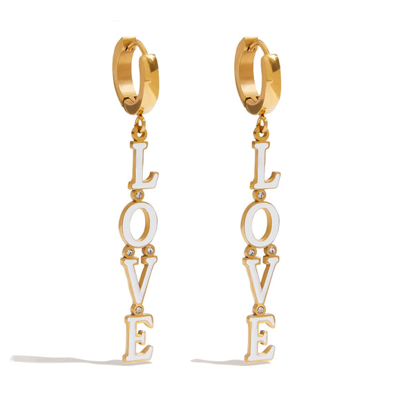 Stainless Steel Geometric Letter Pendant Earrings For Women Electroplated Design