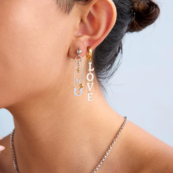 Stainless Steel Geometric Letter Pendant Earrings For Women Electroplated Design