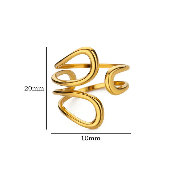 Stainless Steel Geometric Light Luxury Style Open Ring Jewelry With Electroplating