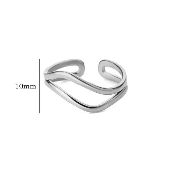 Stainless Steel Geometric Light Luxury Style Open Ring Jewelry With Electroplating