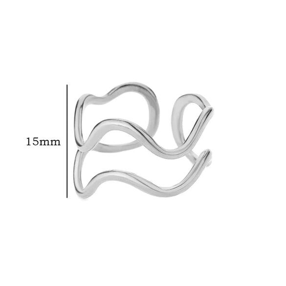Stainless Steel Geometric Light Luxury Style Open Ring Jewelry With Electroplating