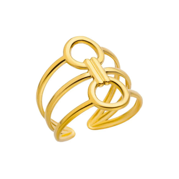 Stainless Steel Geometric Light Luxury Style Open Ring Jewelry With Electroplating