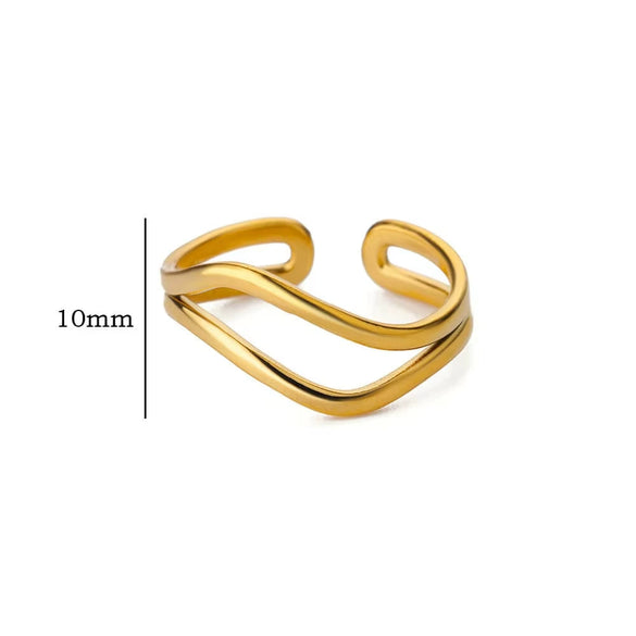 Stainless Steel Geometric Light Luxury Style Open Ring Jewelry With Electroplating