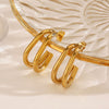 Stainless Steel Geometric Line Earrings Electroplated Design