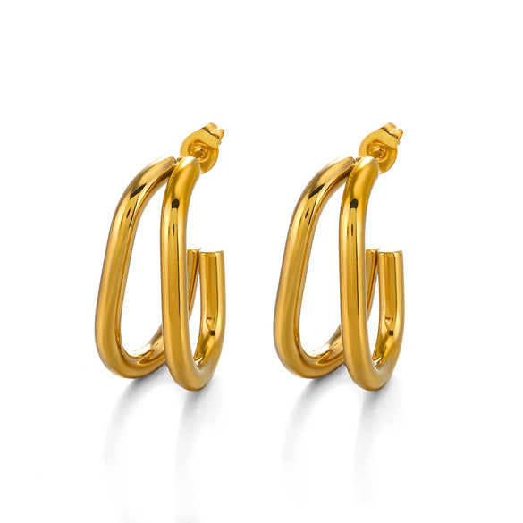 Stainless Steel Geometric Line Earrings Electroplated Design