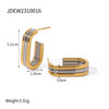 Stainless Steel Geometric Lines Color Matching Women's Earrings With Electroplating
