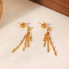 Stainless Steel Geometric Lip Chain Tassel Earrings Electroplated Light Luxury Highend Women's Jewelry