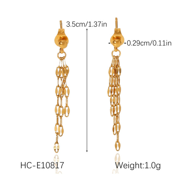 Stainless Steel Geometric Lip Chain Tassel Earrings Electroplated Light Luxury Highend Women's Jewelry