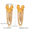 Stainless Steel Geometric Lip Chain Tassel Earrings Electroplated Light Luxury Highend Women's Jewelry