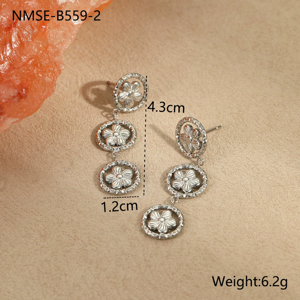 Stainless Steel Geometric Long Earrings 18K Gold Plated Fashion Jewelry
