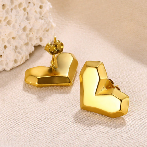 Stainless Steel Geometric Love Earrings For Women Electroplated Light Luxury Style