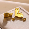 Stainless Steel Geometric Love Earrings For Women Electroplated Light Luxury Style