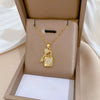 Stainless Steel Geometric Love Lock Diamond Necklace For Women