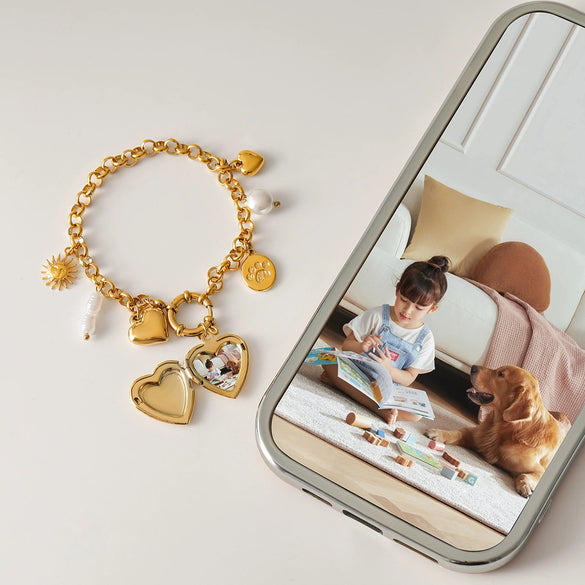 Stainless Steel Geometric Love Pendant Bracelet With Electroplating For Women