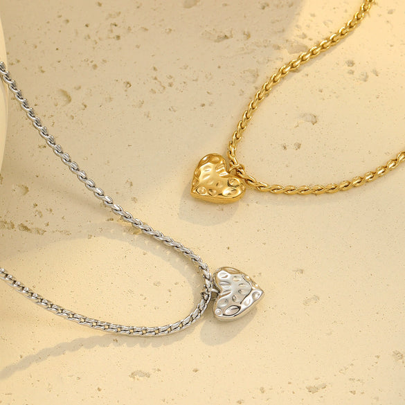 Stainless Steel Geometric Love Pendant Necklace Electroplated With Gold For Women