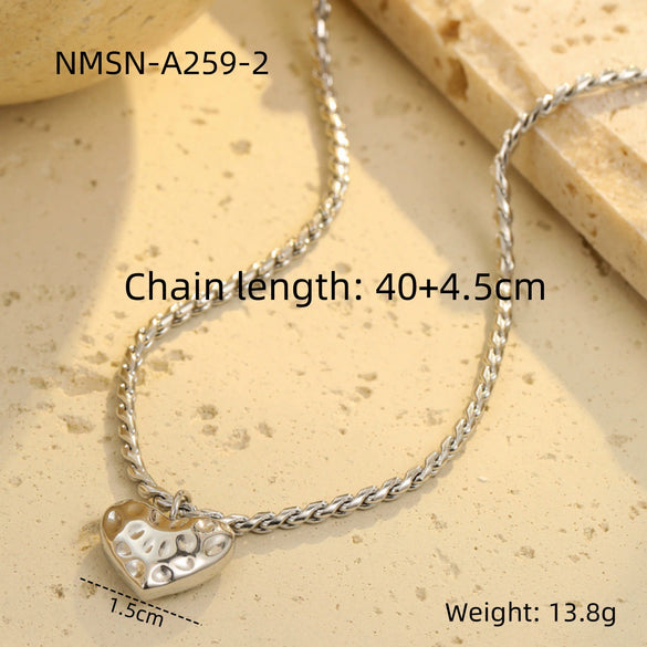 Stainless Steel Geometric Love Pendant Necklace Electroplated With Gold For Women