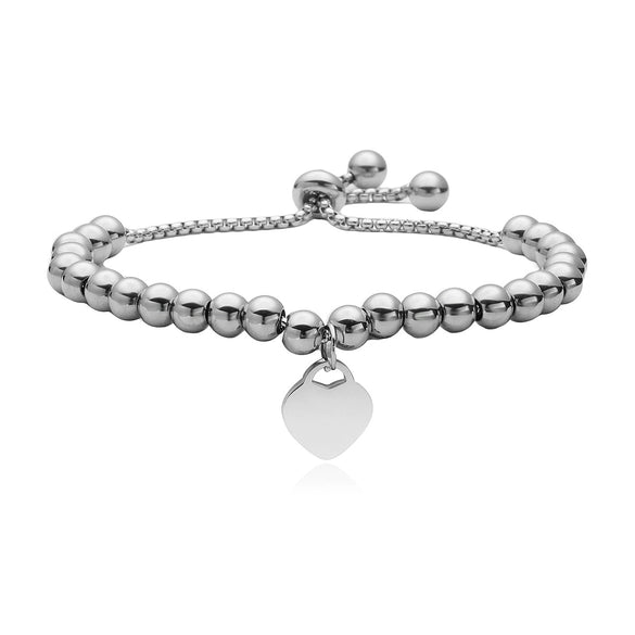 Stainless Steel Geometric Love Pendant Retractable Adjustable Women's Bracelet With Electroplating