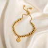 Stainless Steel Geometric Love Pendant Retractable Adjustable Women's Bracelet With Electroplating