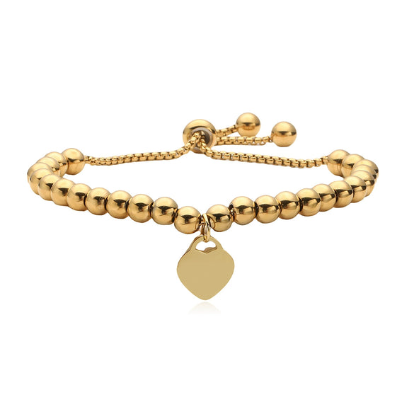 Stainless Steel Geometric Love Pendant Retractable Adjustable Women's Bracelet With Electroplating