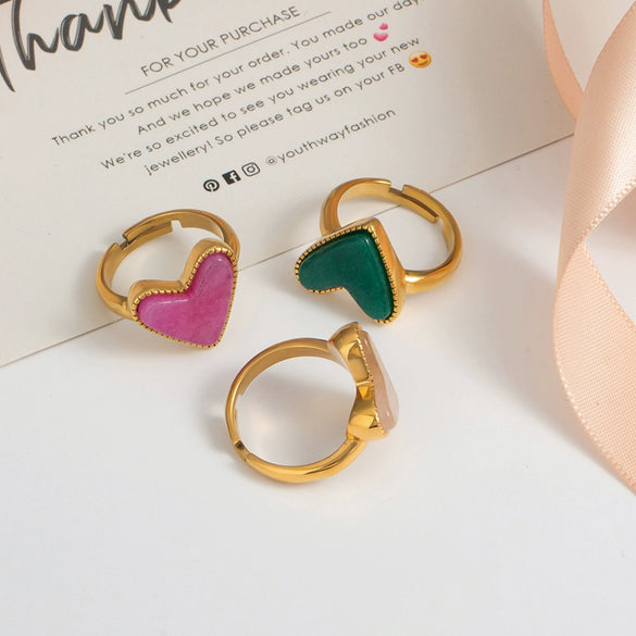 Stainless Steel Geometric Love Ring With Electroplating For Women Ins Style