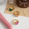 Stainless Steel Geometric Love Ring With Electroplating For Women Ins Style