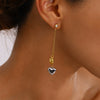 Stainless Steel Geometric Love Tassel Earrings With 18K Gold And White Diamond Gold And Silver Color Matching Electroplated