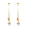 Stainless Steel Geometric Love Tassel Earrings With 18K Gold And White Diamond Gold And Silver Color Matching Electroplated