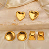 Stainless Steel Geometric Love Trapezoidal Round Earrings For Women 18K Gold Plated