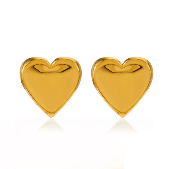 Stainless Steel Geometric Love Trapezoidal Round Earrings For Women 18K Gold Plated