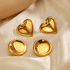 Stainless Steel Geometric Love Trapezoidal Round Earrings For Women 18K Gold Plated