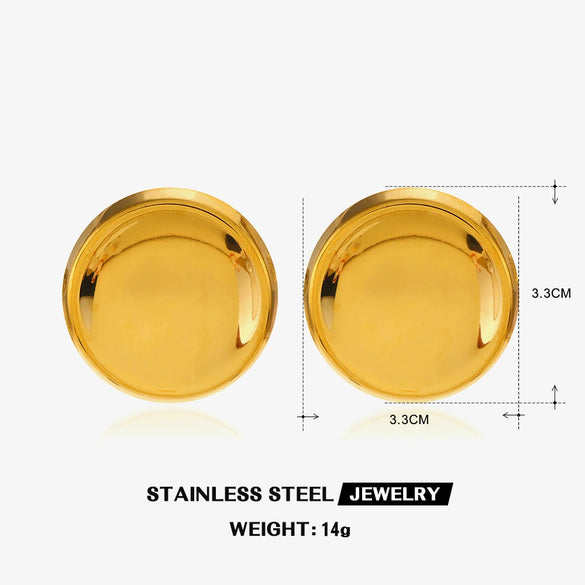 Stainless Steel Geometric Love Trapezoidal Round Earrings For Women 18K Gold Plated