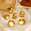 Stainless Steel Geometric Love Trapezoidal Round Earrings For Women 18K Gold Plated