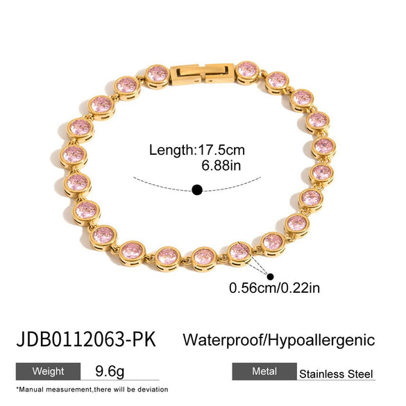 Stainless Steel Geometric Love Zircon Bracelet Electroplating Jewelry For Women