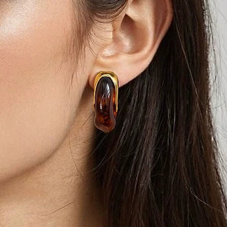 Stainless Steel Geometric Maillard Style Cshaped Electroplated Women's Earrings