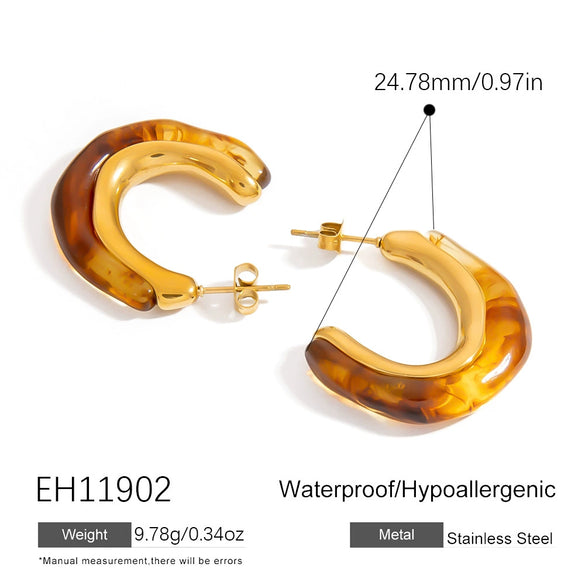 Stainless Steel Geometric Maillard Style Cshaped Electroplated Women's Earrings