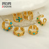 316L Stainless Steel Geometric Malachite Inlaid Electroplated Unisex Ring