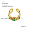 316L Stainless Steel Geometric Malachite Inlaid Electroplated Unisex Ring