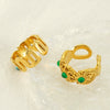 316L Stainless Steel Geometric Malachite Inlaid Electroplated Unisex Ring