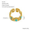 316L Stainless Steel Geometric Malachite Inlaid Electroplated Unisex Ring