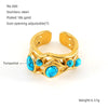 316L Stainless Steel Geometric Malachite Inlaid Electroplated Unisex Ring
