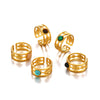Stainless Steel Geometric Malachiteturquoiseobsidian Women's Hip Hop Ring With Electroplating
