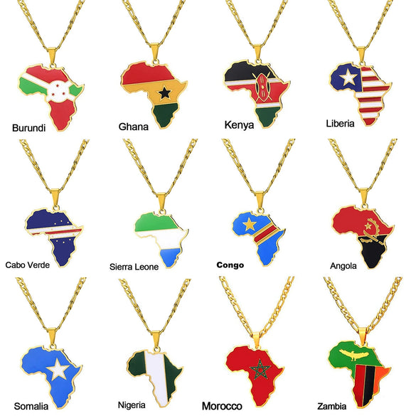 Stainless Steel Geometric Map Pendant Necklace With Cuban Chain Electroplated Titanium Steel Hip Hop Jewelry