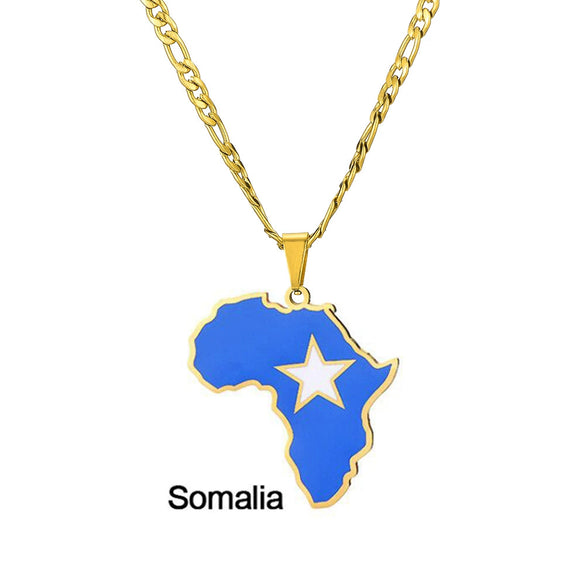 Stainless Steel Geometric Map Pendant Necklace With Cuban Chain Electroplated Titanium Steel Hip Hop Jewelry
