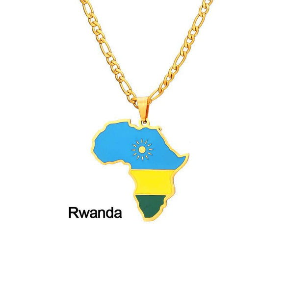 Stainless Steel Geometric Map Pendant Necklace With Cuban Chain Electroplated Titanium Steel Hip Hop Jewelry