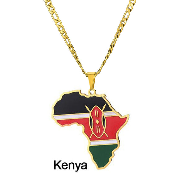 Stainless Steel Geometric Map Pendant Necklace With Cuban Chain Electroplated Titanium Steel Hip Hop Jewelry