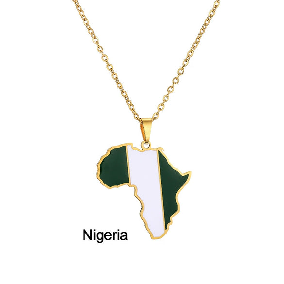 Stainless Steel Geometric Map Pendant Necklace With Dripping Oil Finish Unisex O Chain Jewelry