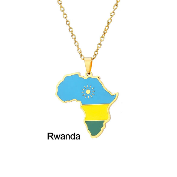 Stainless Steel Geometric Map Pendant Necklace With Dripping Oil Finish Unisex O Chain Jewelry