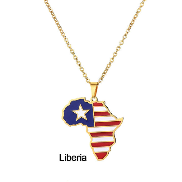 Stainless Steel Geometric Map Pendant Necklace With Dripping Oil Finish Unisex O Chain Jewelry